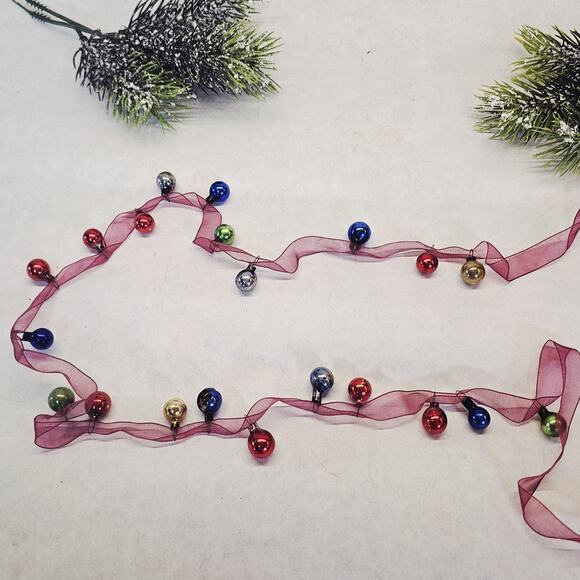 Vintage Feather Tree Mercury Glass 21 Ornaments On Christmas Tree Garland Ribbon - Picture 2 of 11